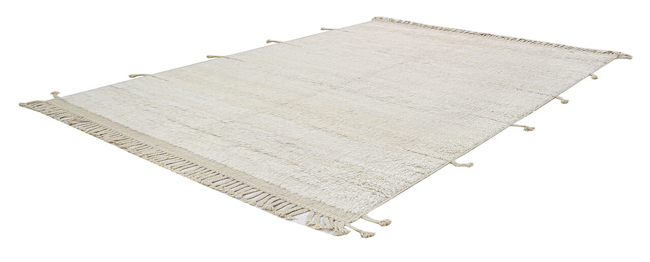Modern design white Berber style carpet, handmade 233x181cm
