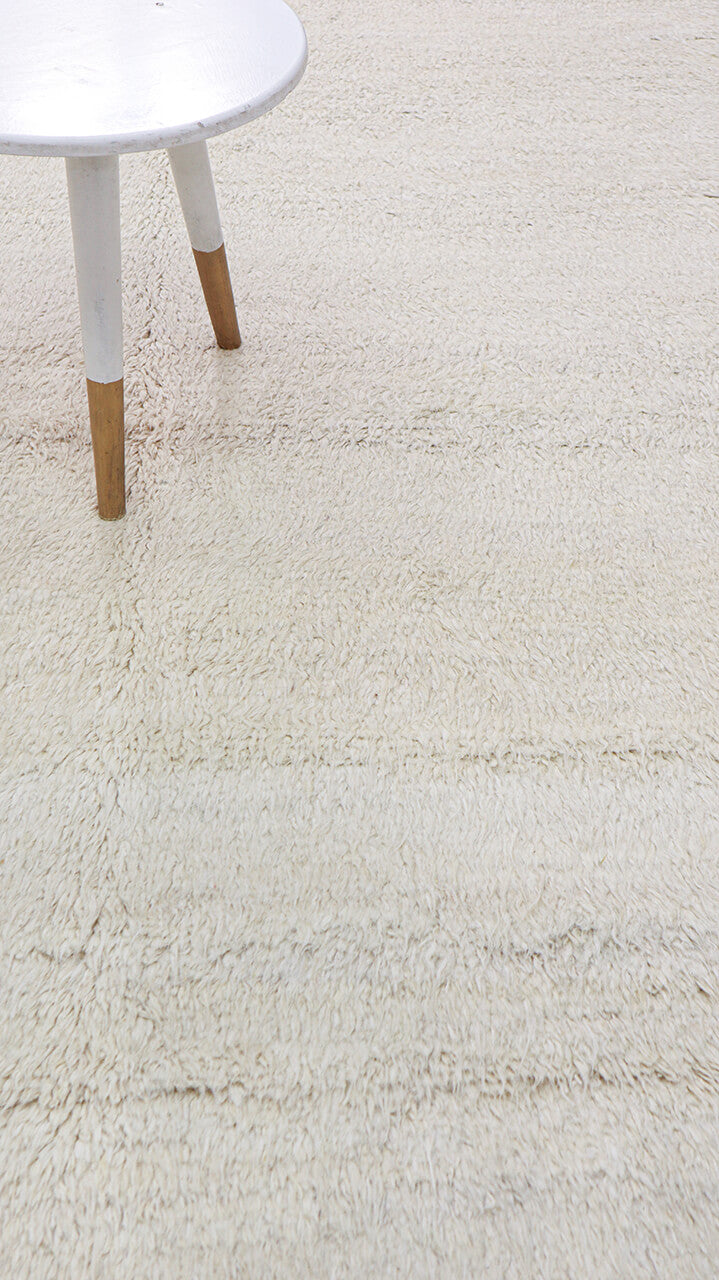 Modern design white Berber style carpet, handmade 233x181cm
