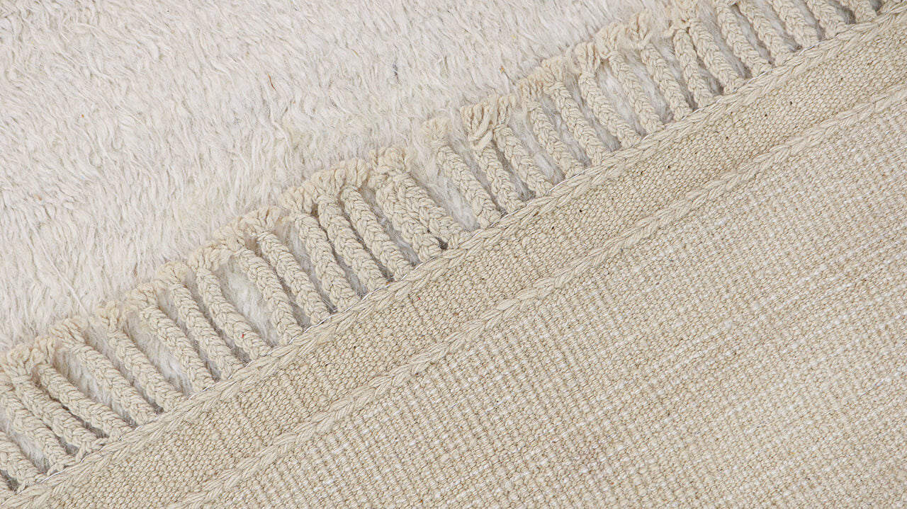 Modern design white Berber style carpet, handmade 233x181cm