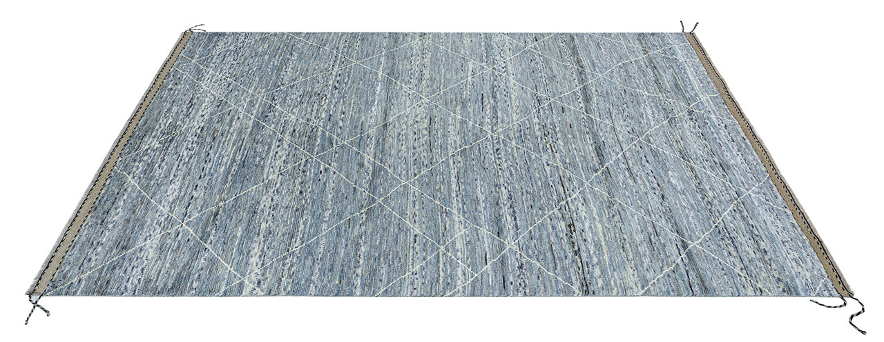 Modern design blue Berber style carpet, handmade 246x166cm