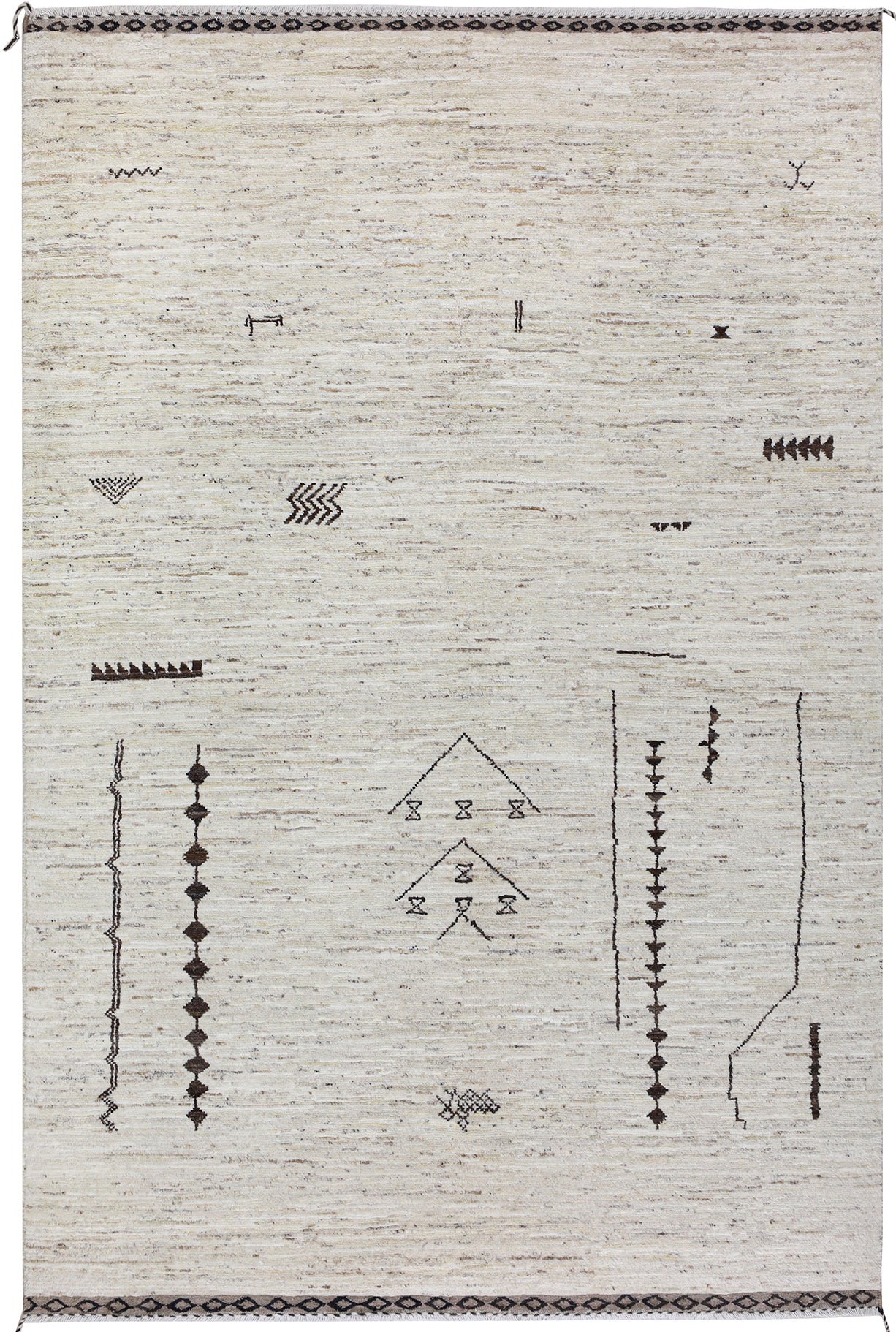 Modern design white Berber style carpet, handmade 309x198cm
