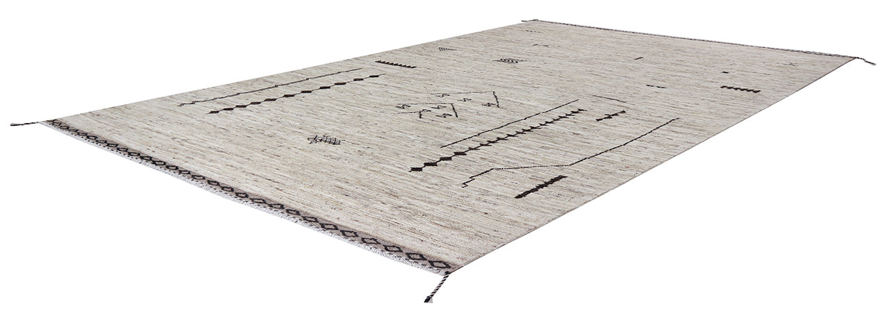 Modern design white Berber style carpet, handmade 309x198cm