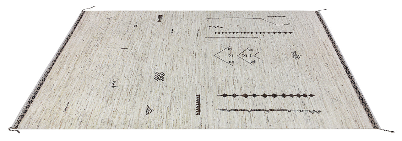 Modern design white Berber style carpet, handmade 309x198cm