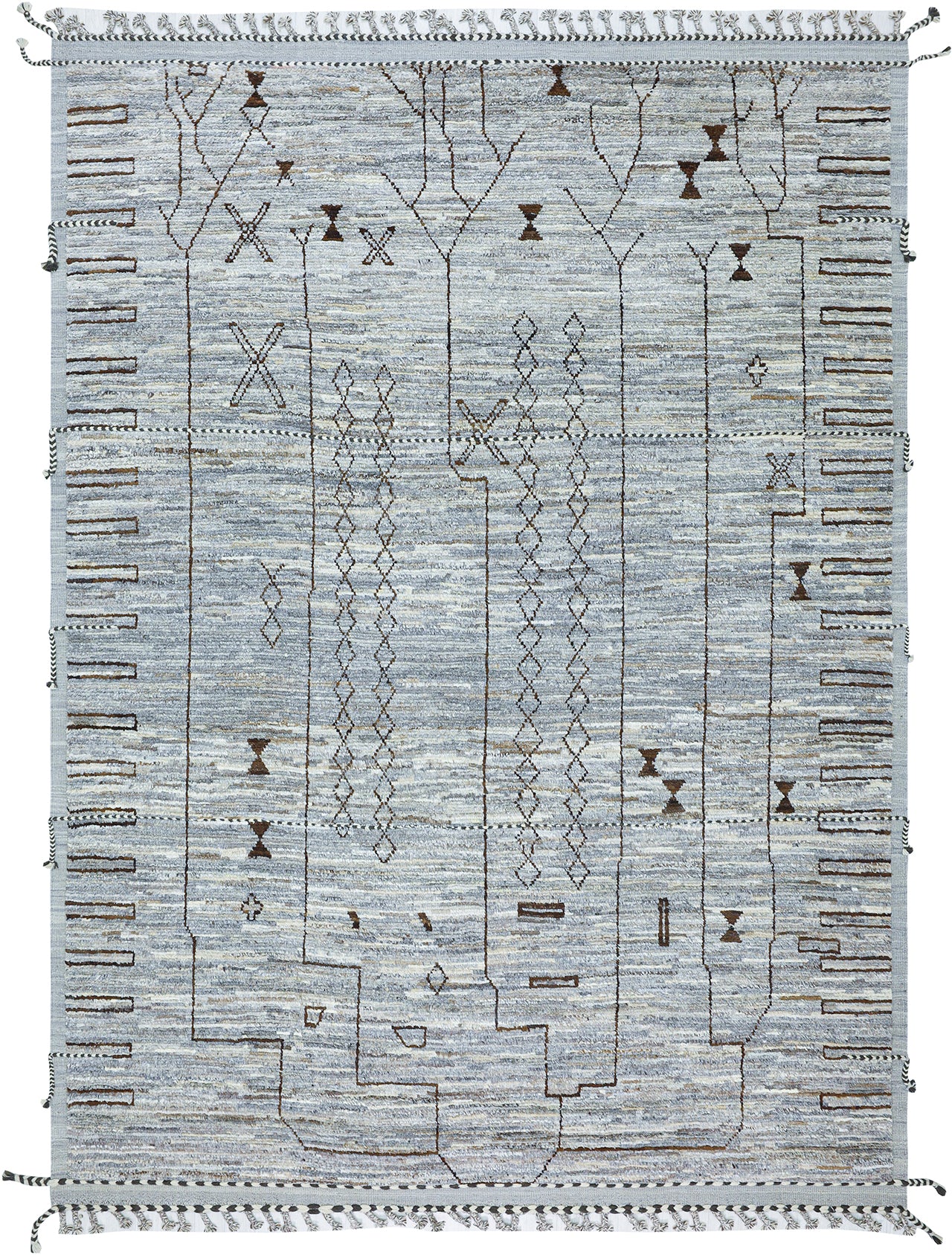 Modern design grey Berber style carpet, handmade 379x285cm
