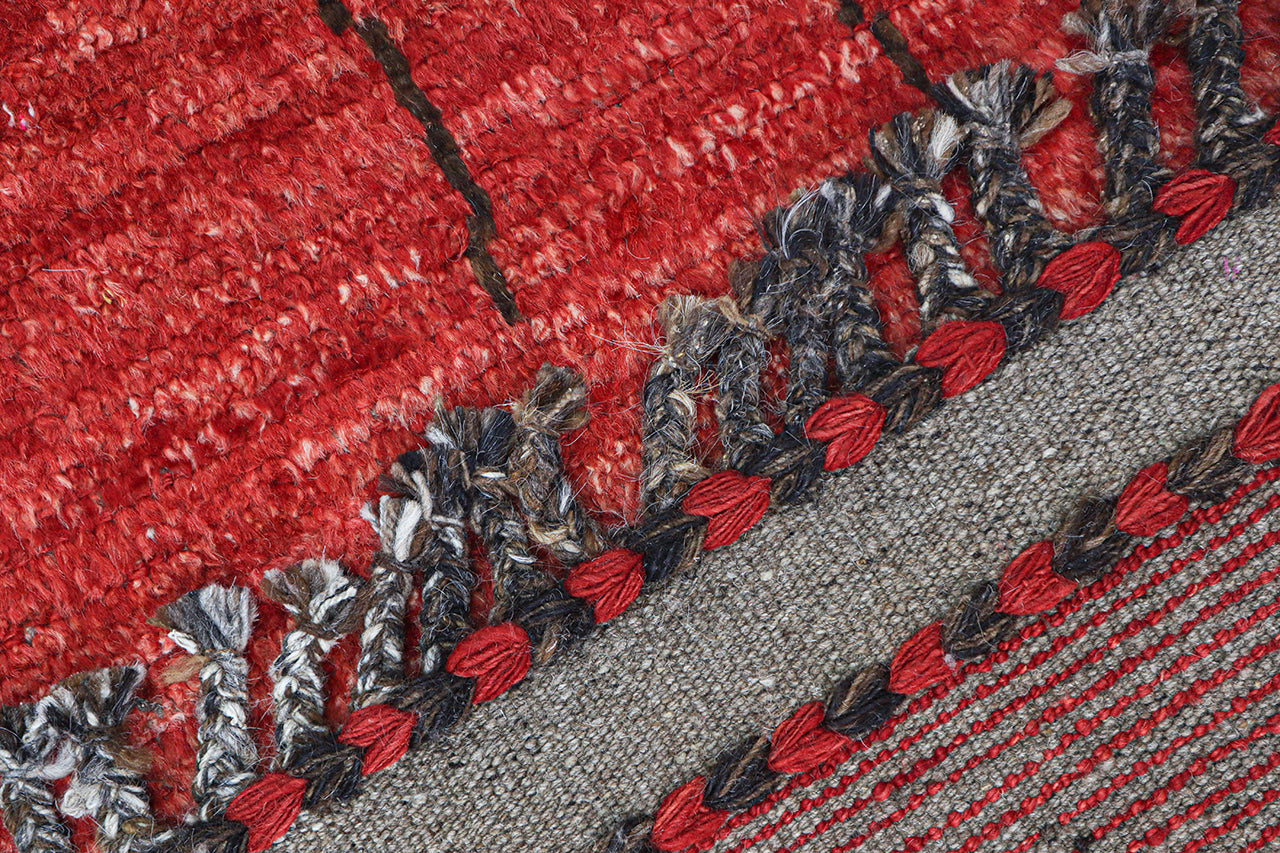 Modern design red Berber style carpet, handmade 300x200cm