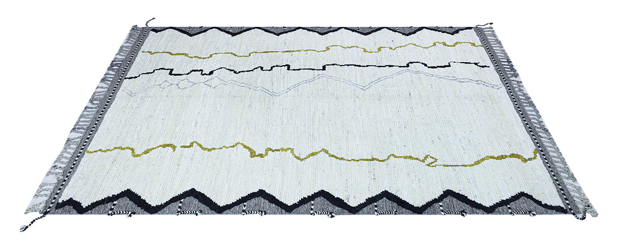 Modern design white Berber style carpet, handmade 256x179cm