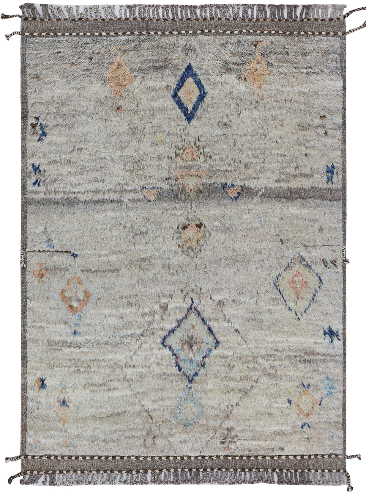 Modern design grey Berber style carpet, handmade 210x153cm