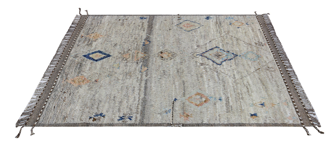 Modern design grey Berber style carpet, handmade 210x153cm
