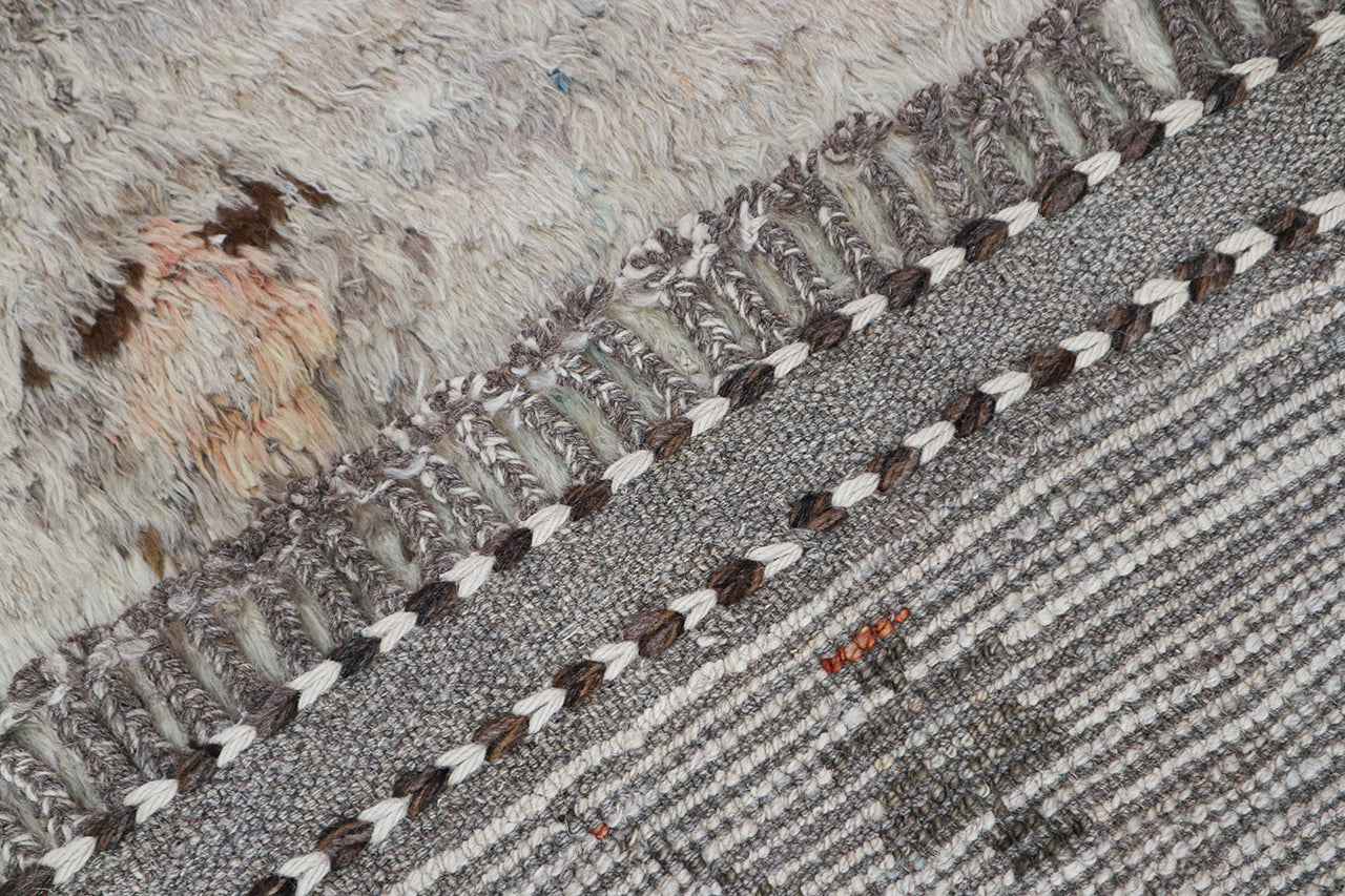 Modern design grey Berber style carpet, handmade 210x153cm