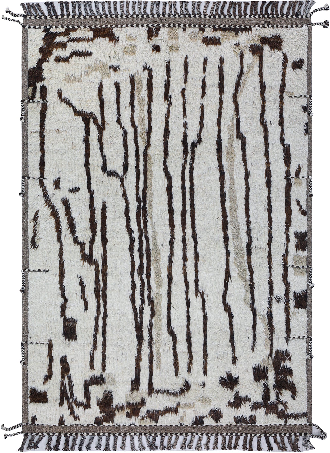 Modern design white Berber style carpet, handmade 238x170cm