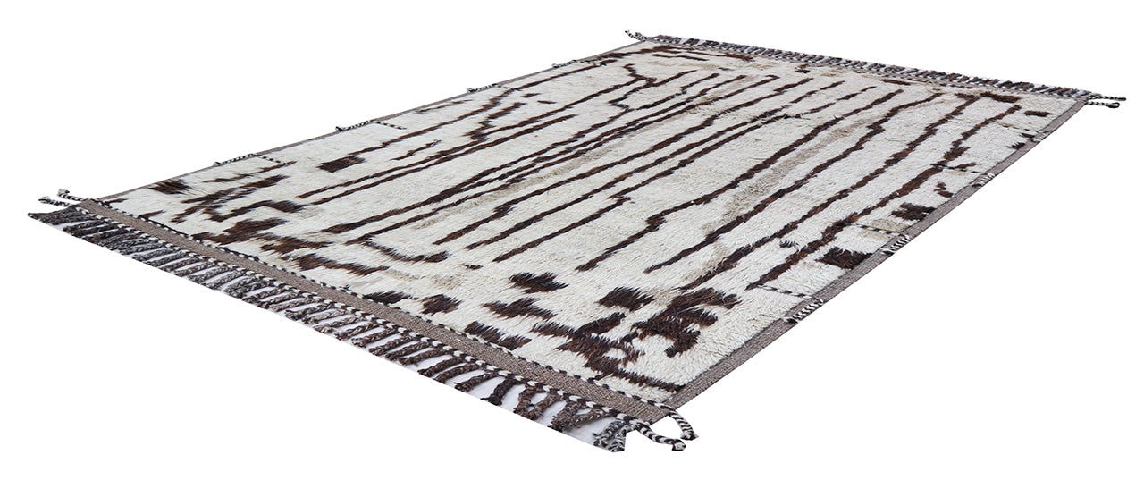 Modern design white Berber style carpet, handmade 238x170cm