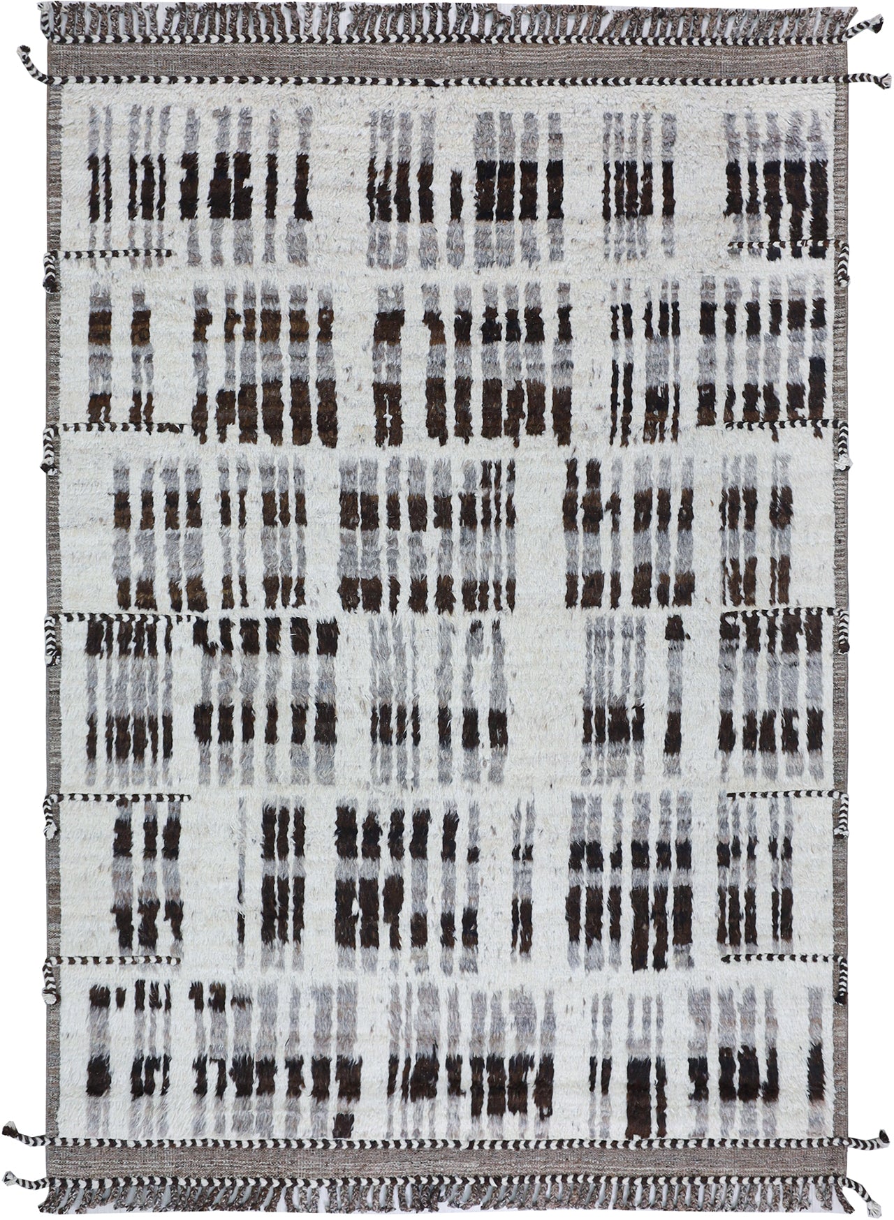 Modern design white Berber style carpet, handmade 311x218cm