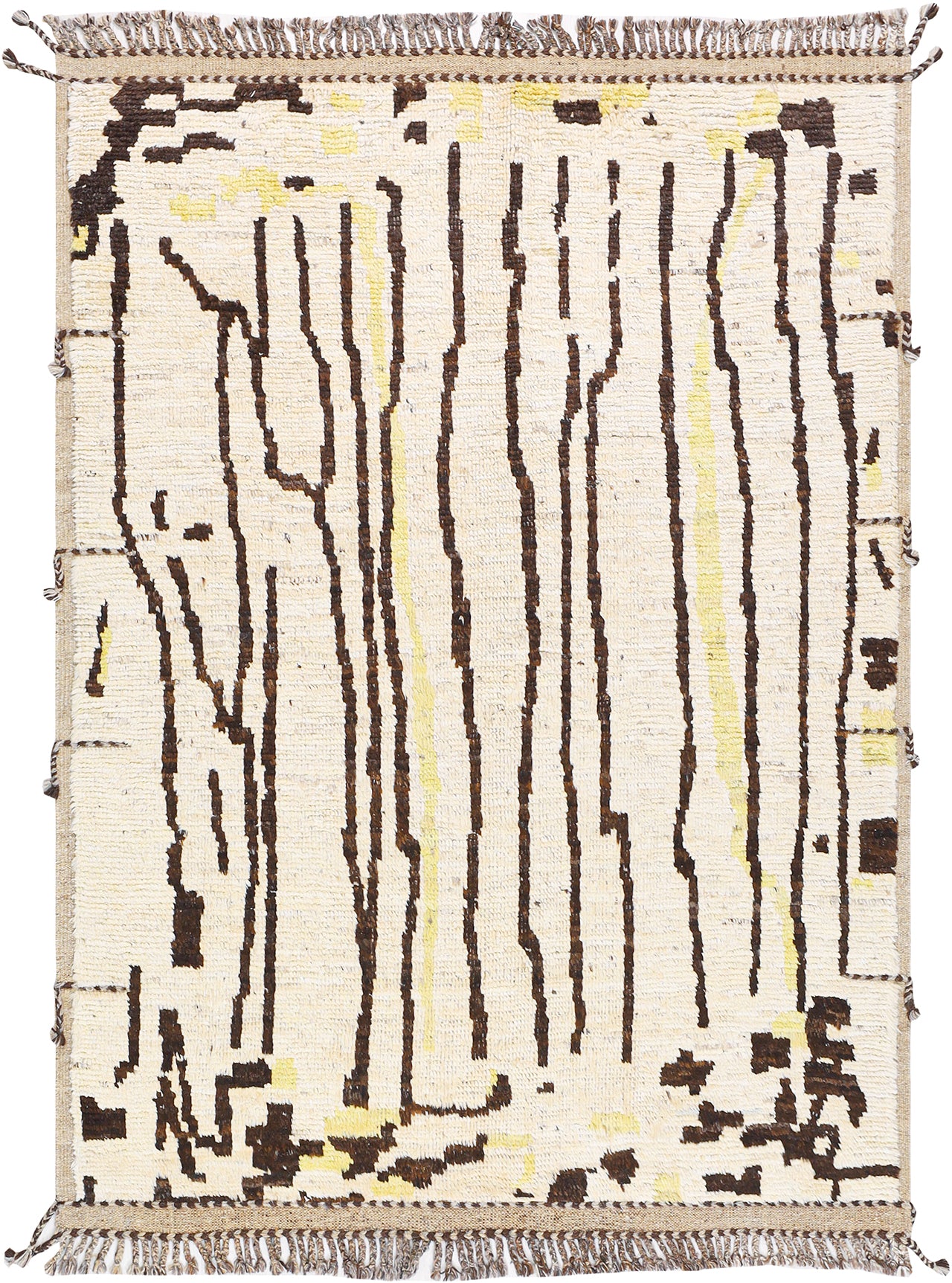 Modern design white Berber style carpet, handmade 236x179cm