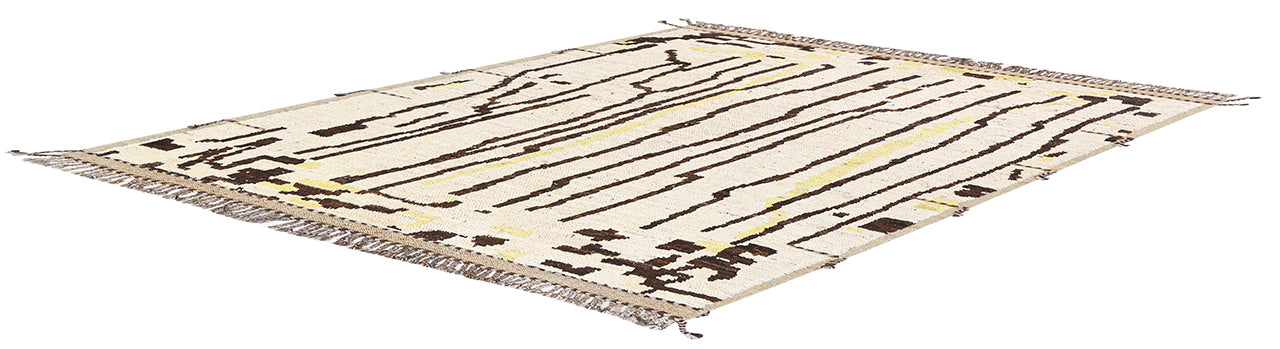Modern design white Berber style carpet, handmade 236x179cm