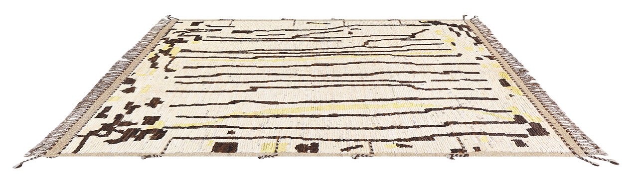 Modern design white Berber style carpet, handmade 236x179cm