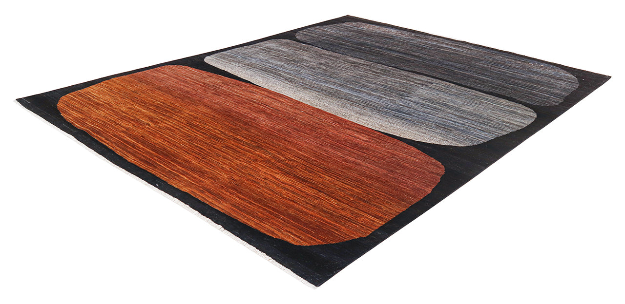 Modern design wool carpet, handmade, multi, 234x175cm