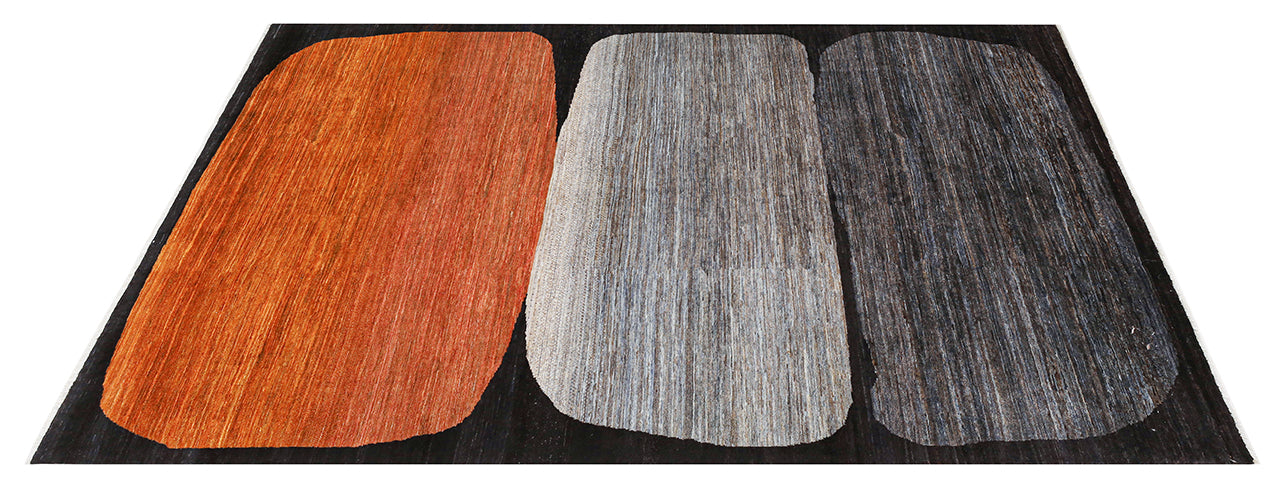 Modern design wool carpet, handmade, multi, 234x175cm