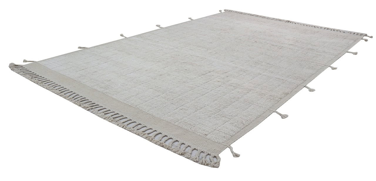 Modern design white Berber style carpet, handmade 306x202cm