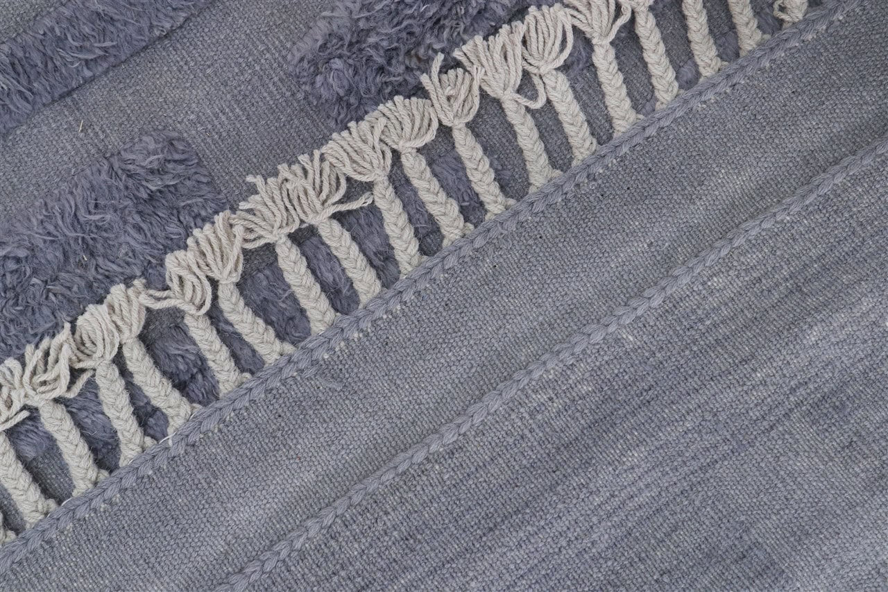 Modern design blue Berber style carpet, handmade 342x255cm