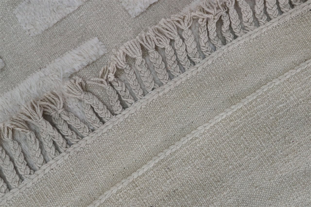 Modern design white Berber style carpet, handmade 352x249cm