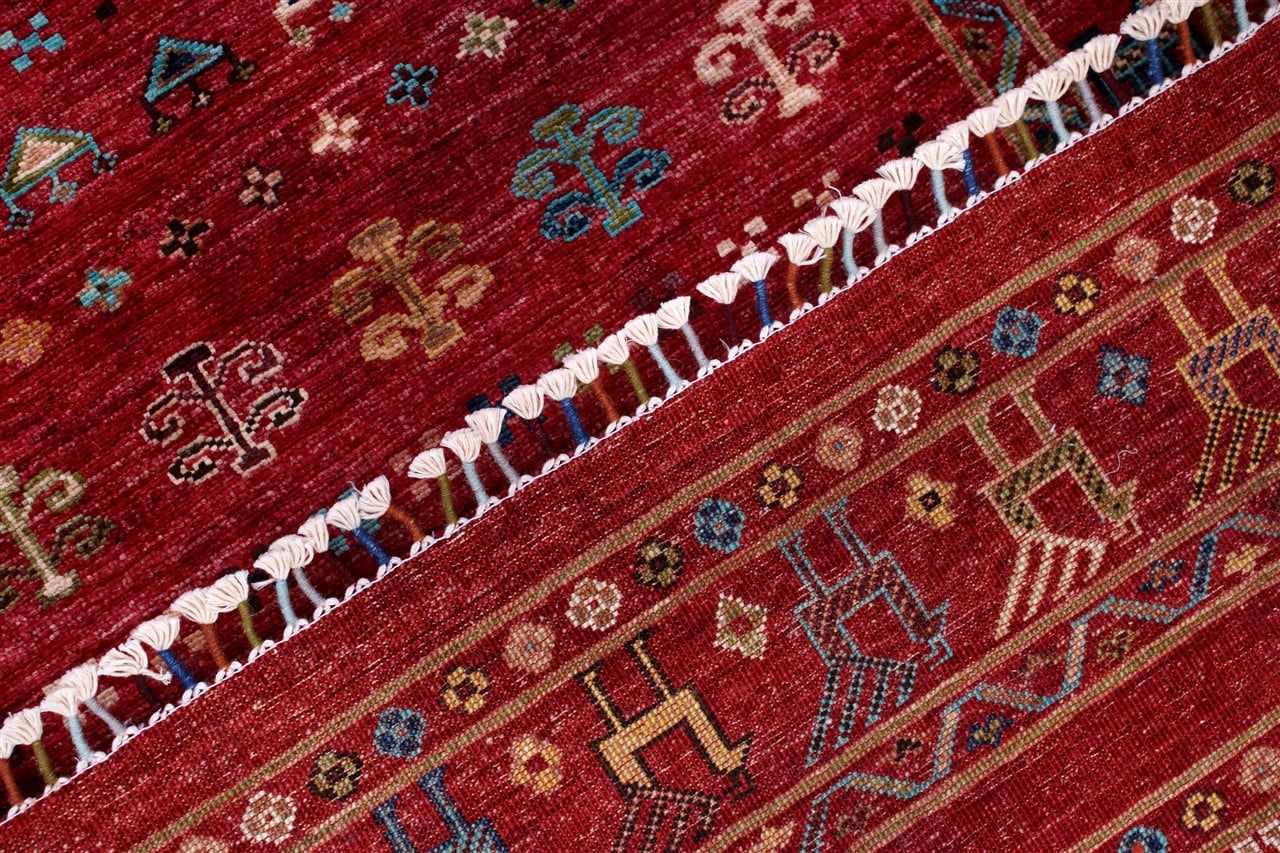 Afghan wool carpet red, handmade 299x207cm