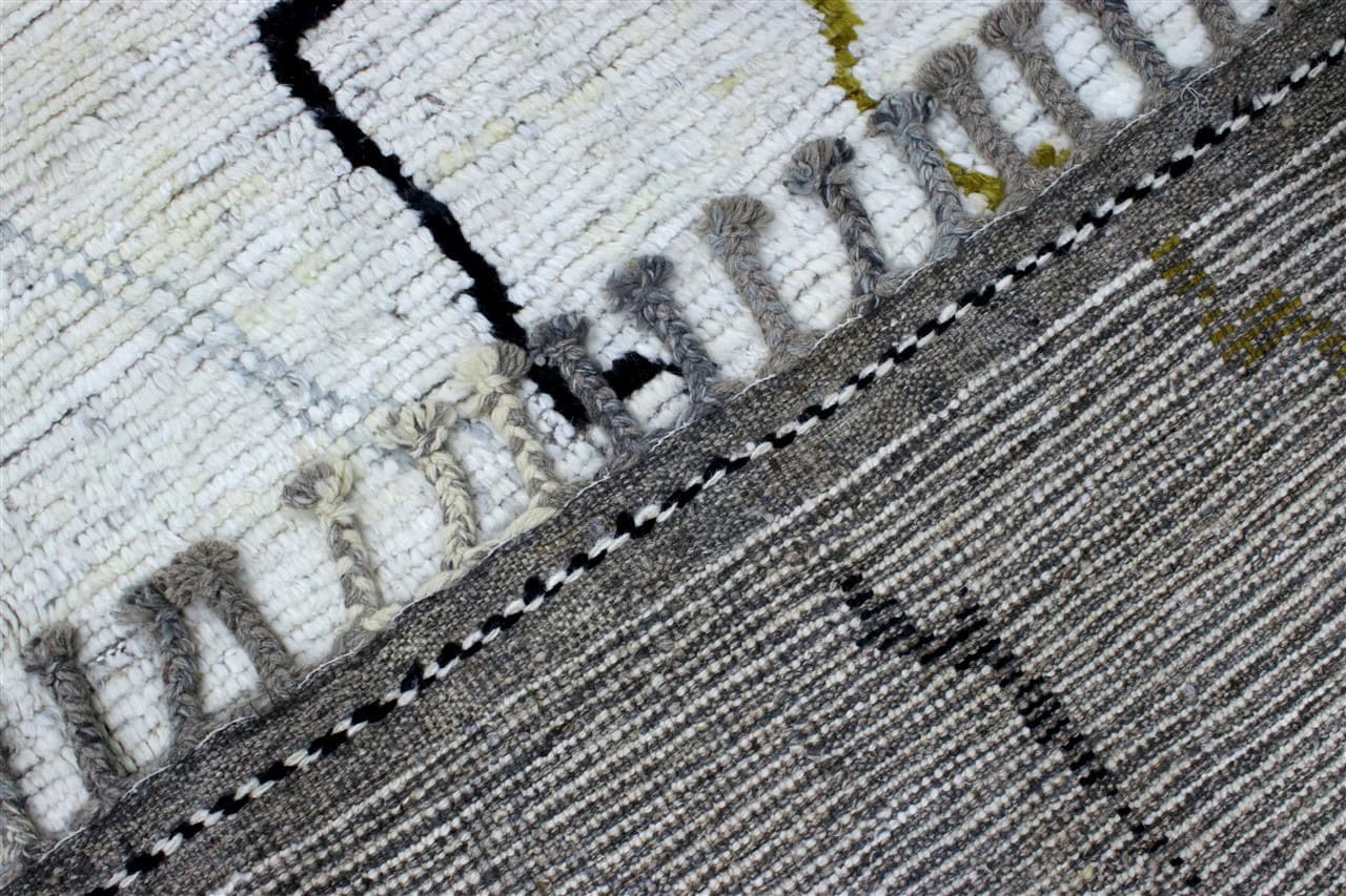 Modern design white Berber style carpet, handmade 251x181cm
