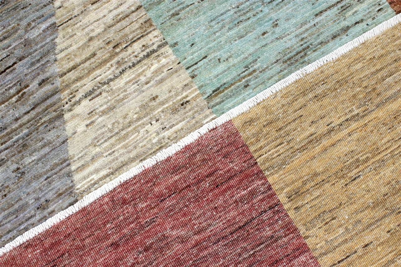 Handmade Modern Wool Rug, Geometric Design, 228x161cm