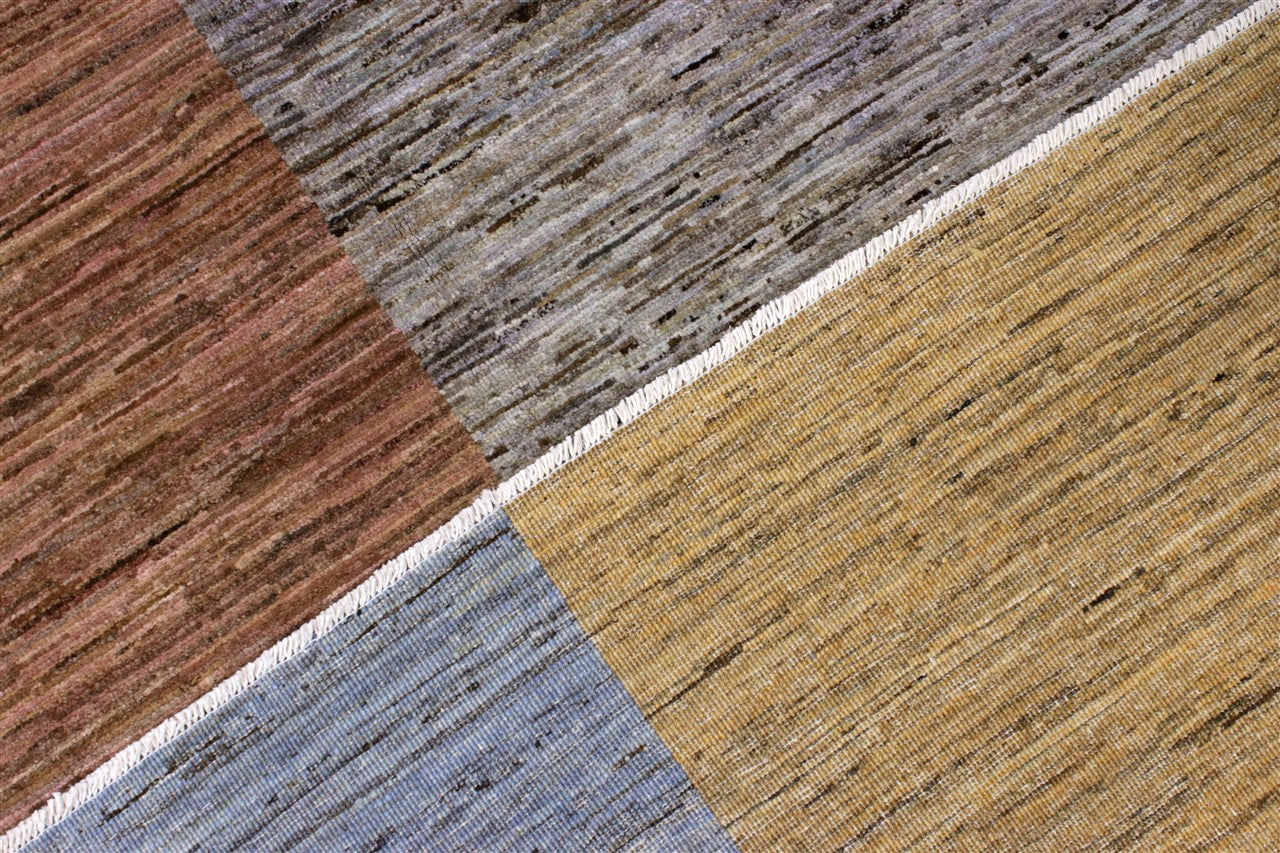 Handmade Modern Wool Rug, Geometric Design, 289x244cm