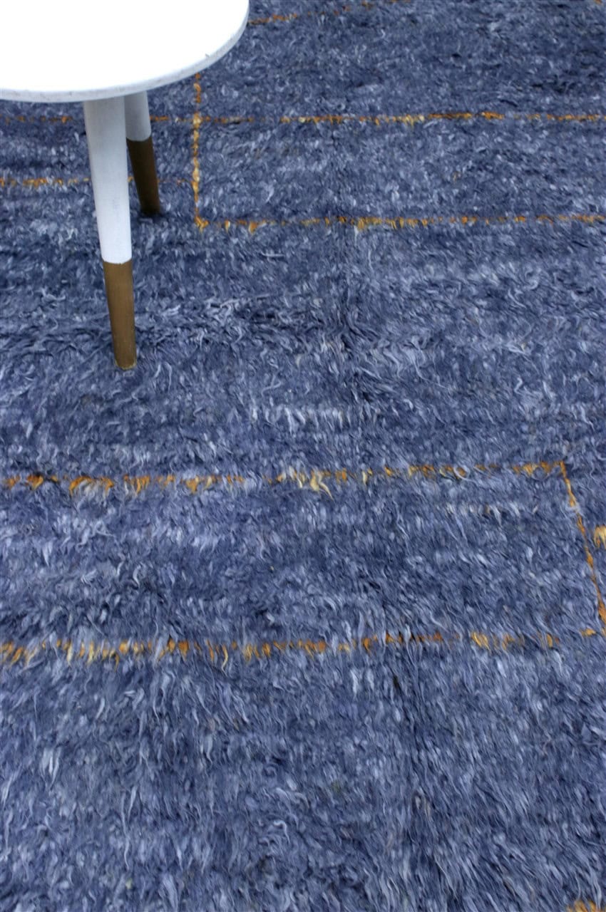 Modern blue Berber style carpet, handmade 200x151cm