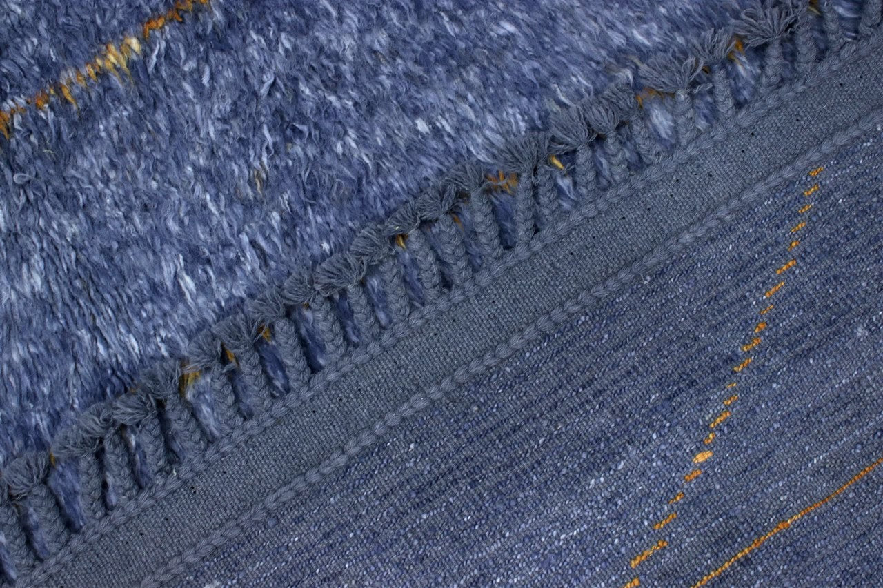 Modern blue Berber style carpet, handmade 200x151cm