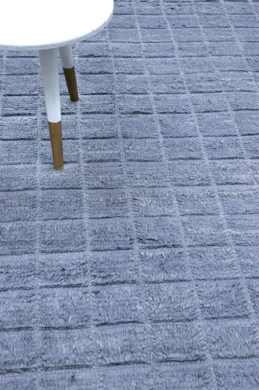 Modern blue Berber style carpet, handmade 293x217cm