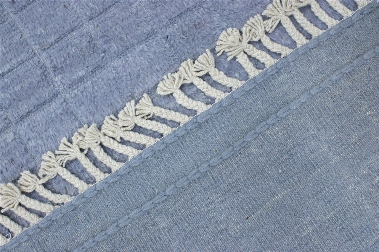 Modern blue Berber style carpet, handmade 293x217cm