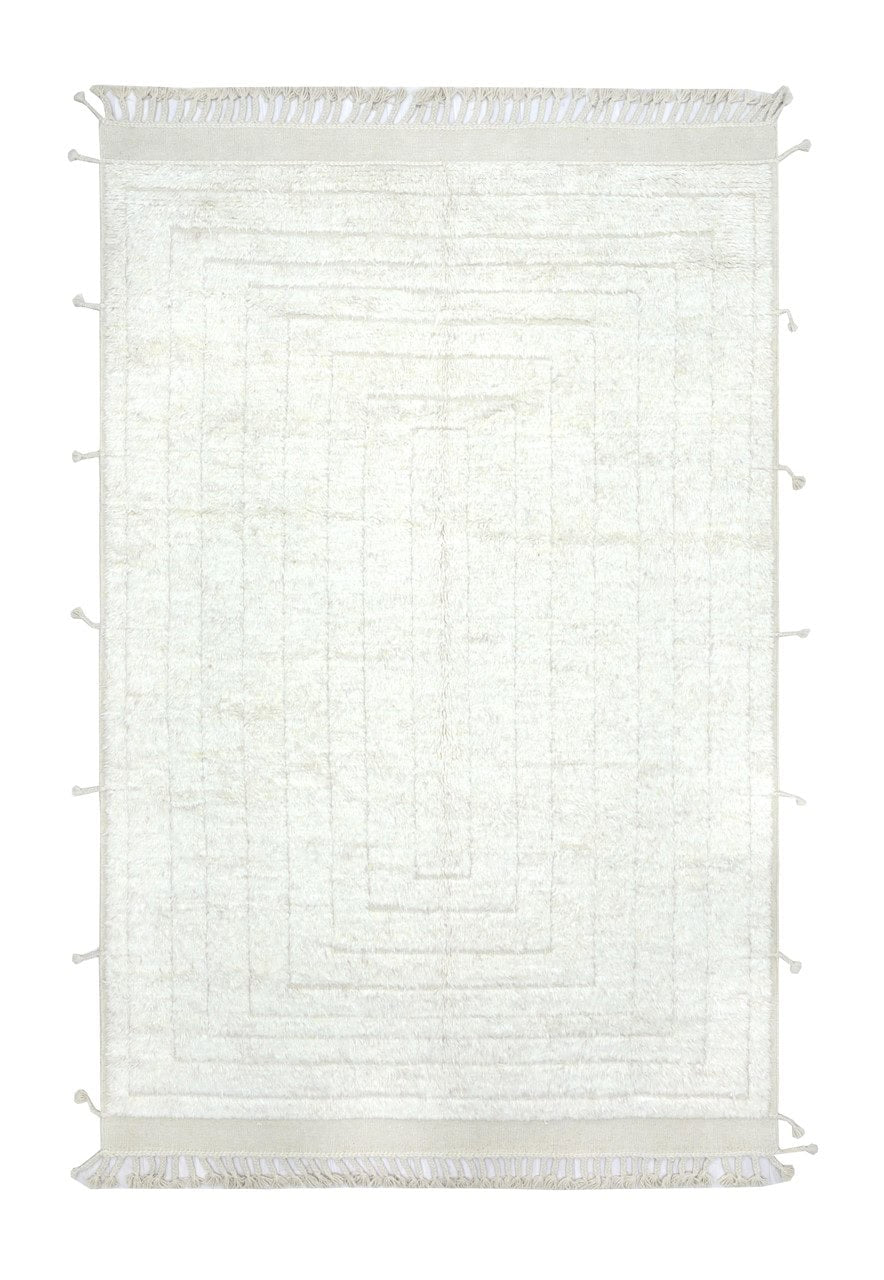 Modern design white Berber style carpet, handmade 294x213cm