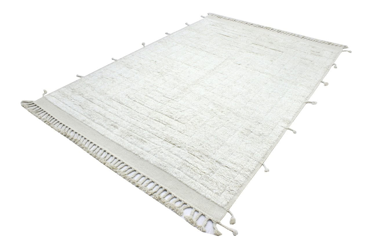 Modern design white Berber style carpet, handmade 294x213cm
