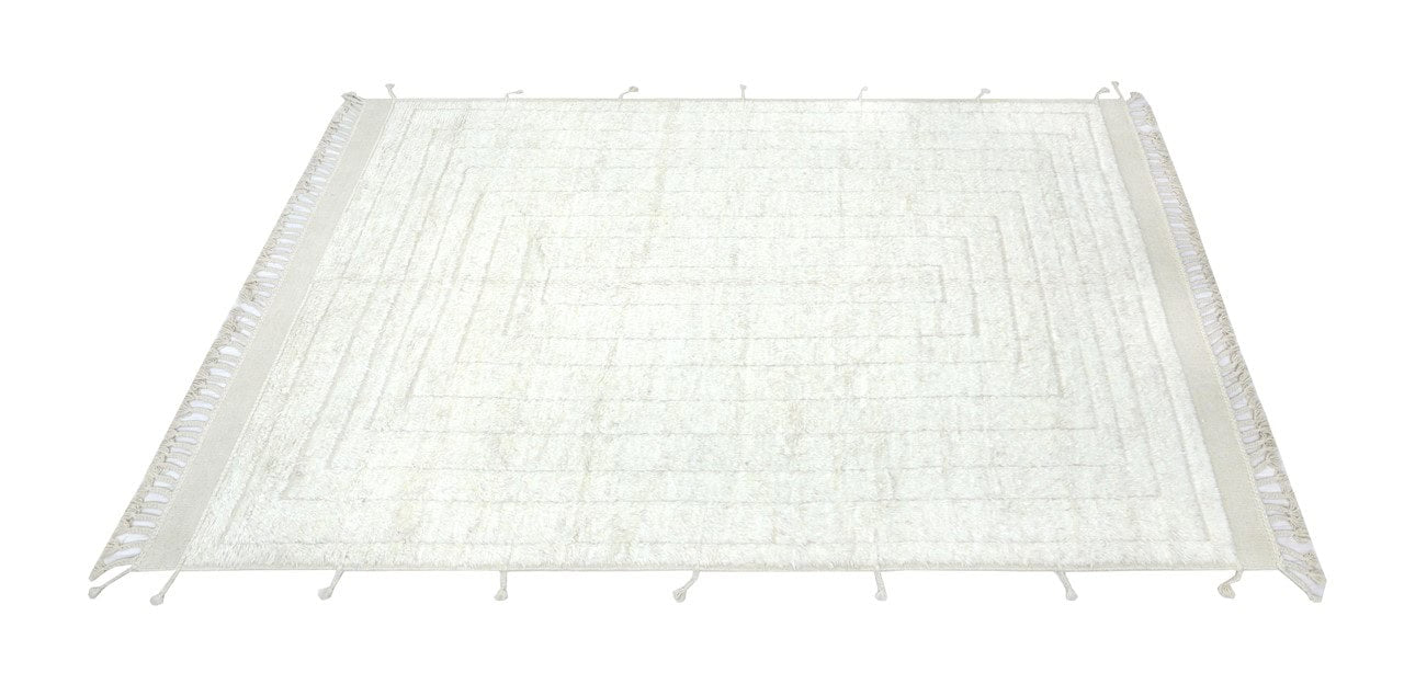 Modern design white Berber style carpet, handmade 294x213cm