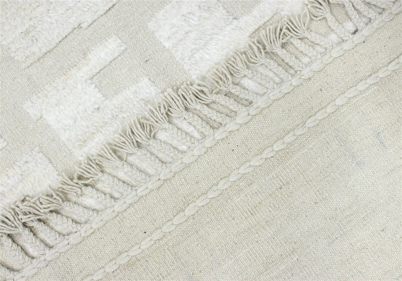 Modern design white Berber style carpet, handmade 299x206cm