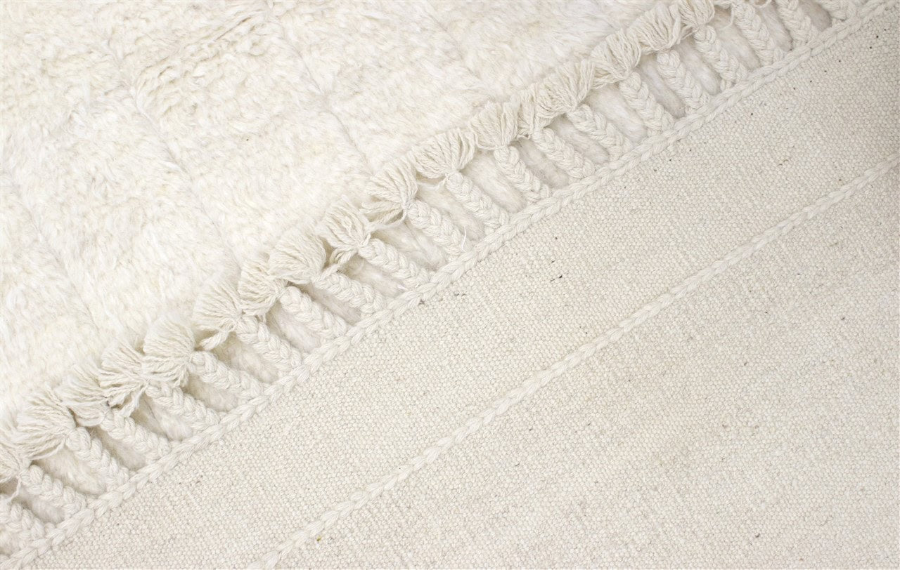 Tappeto design moderno bianco stile berbero, fatto a mano 296x213cm