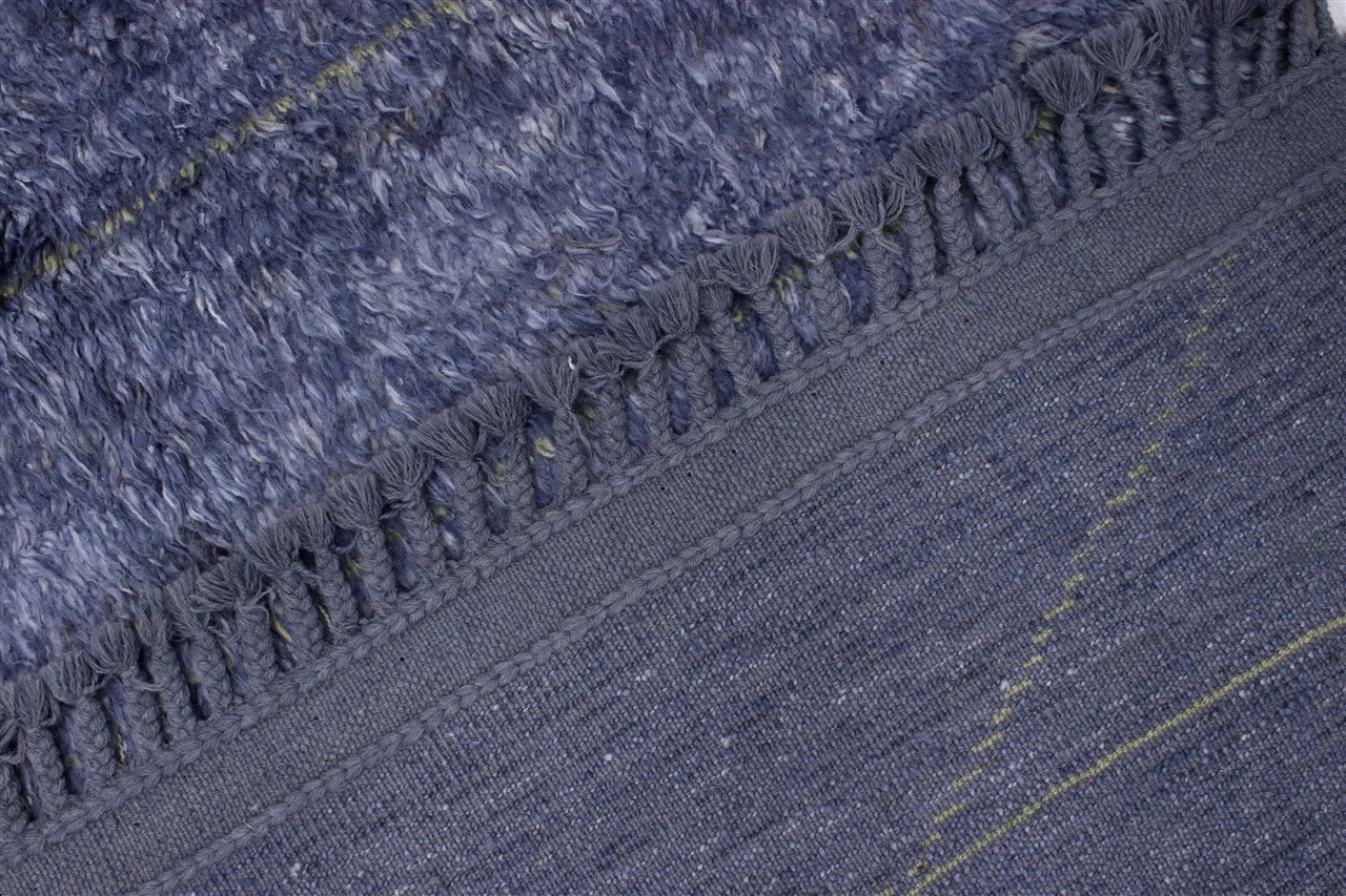 Modern design blue Berber style carpet, handmade 201x152cm