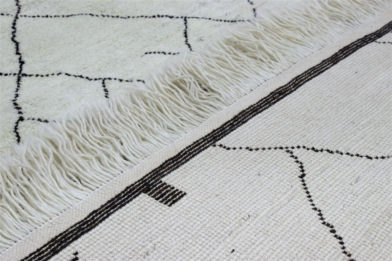 Tappeto design moderno bianco stile berbero, fatto a mano 249x173cm