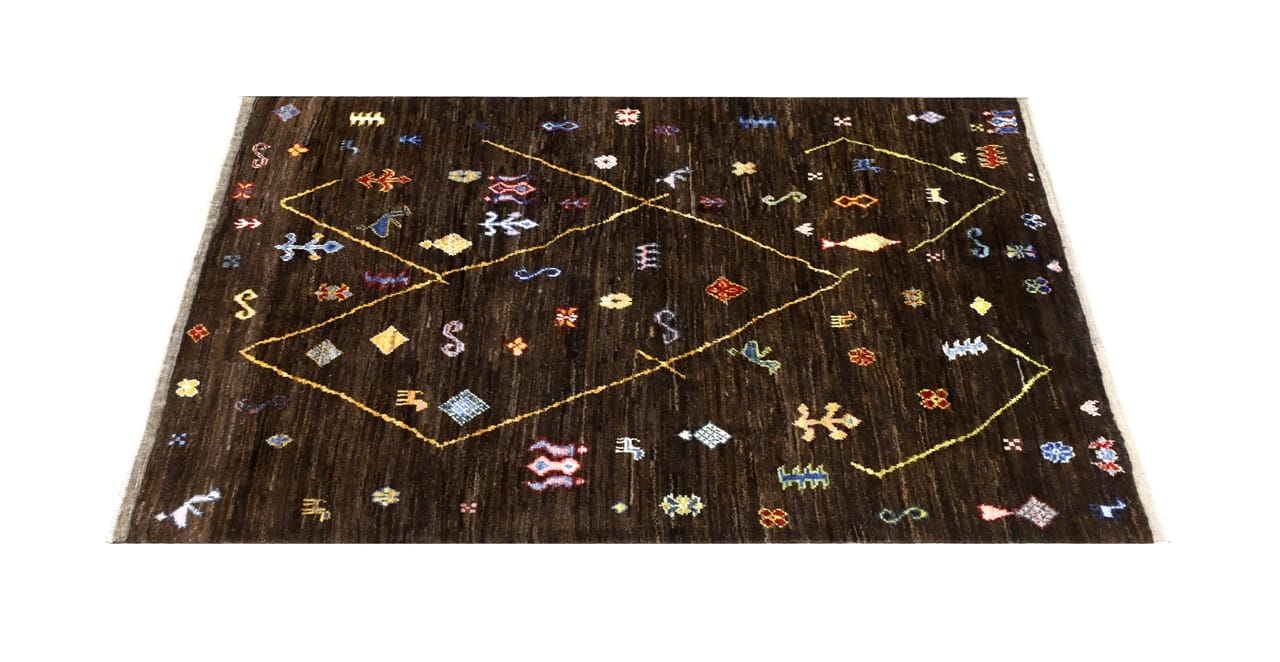Tappeto stile berbero tribale, fatto a mano 194x153cm