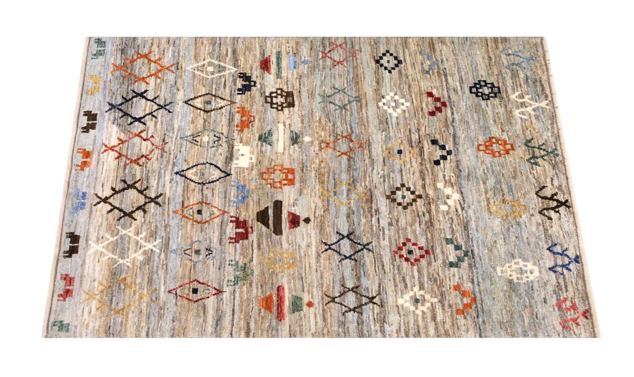 Tappeto stile berbero tribale, fatto a mano 206x161cm