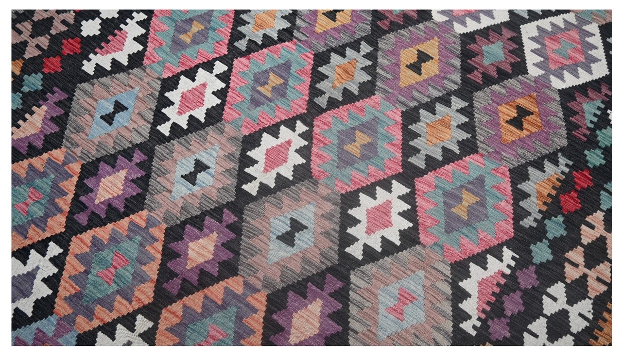 Tappeto Kilim Kaudani Afghan fatto a mano multicolore 299x204cm