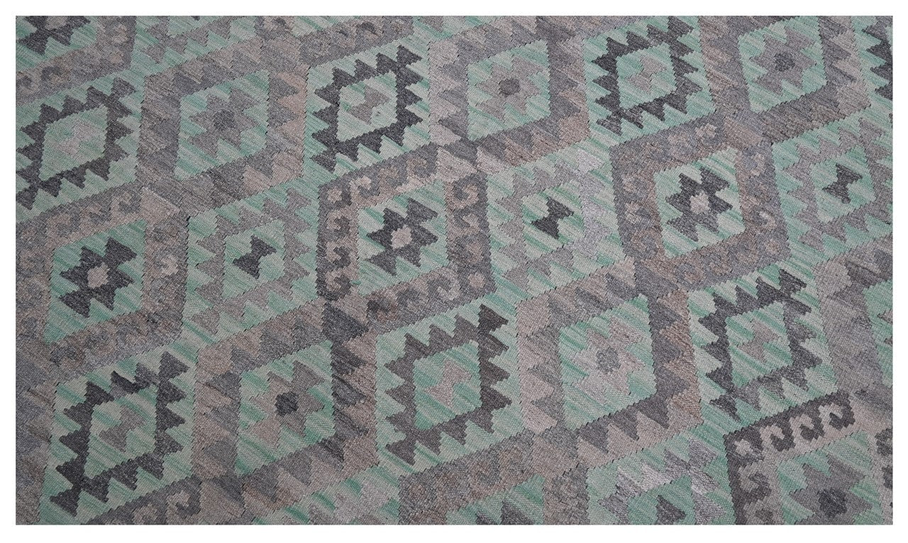 Tappeto Kilim Afghan Verde Naturale, Fatto a mano, 281x249cm
