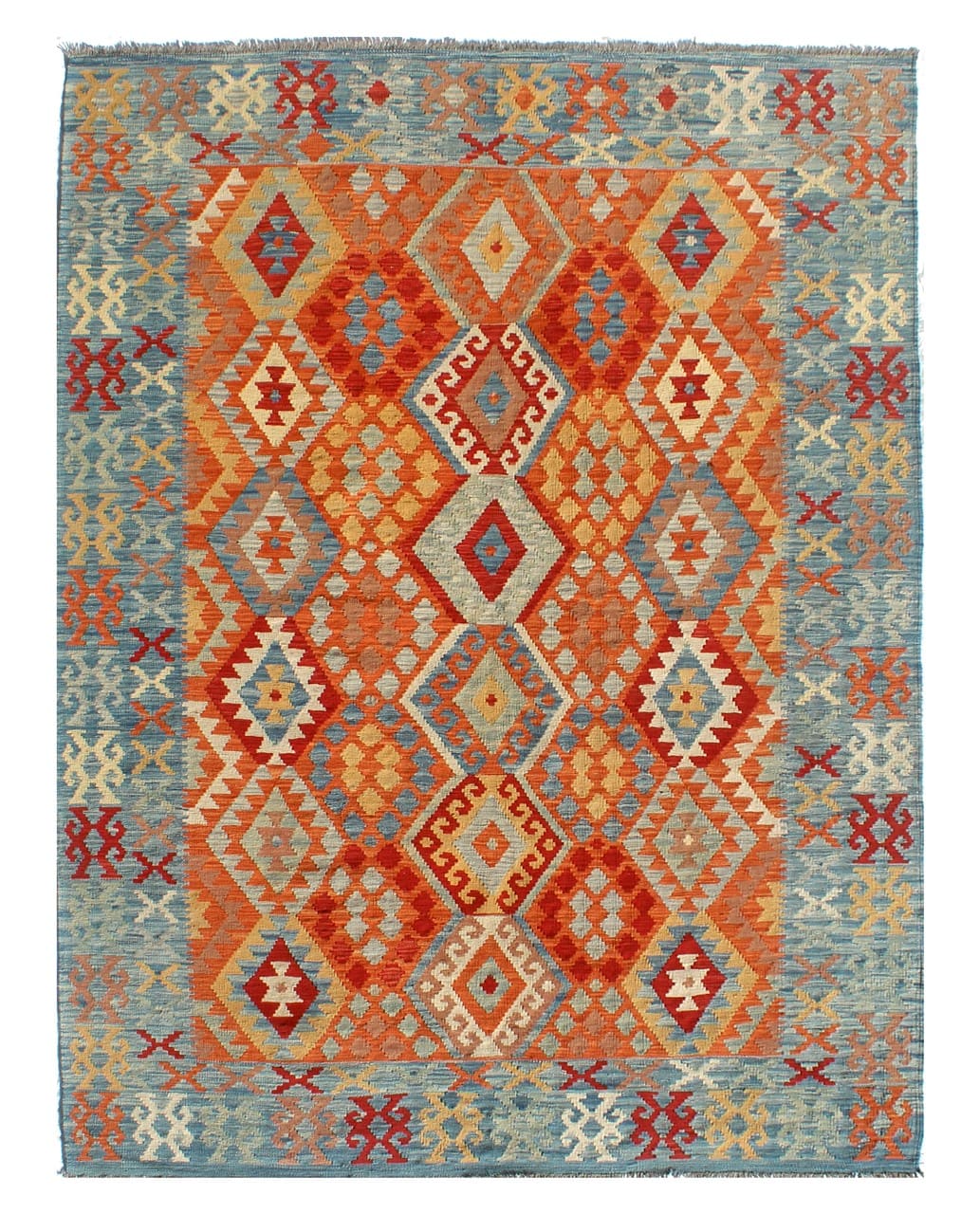Tappeto Kilim Kaudani Afghan fatto a mano multicolore 299x205cm
