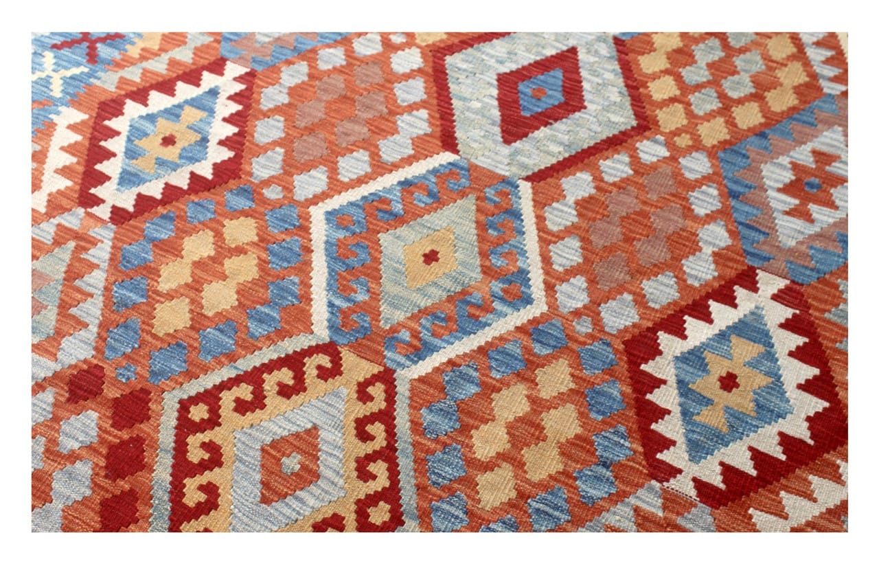 Tappeto Kilim Kaudani Afghan fatto a mano multicolore 299x205cm