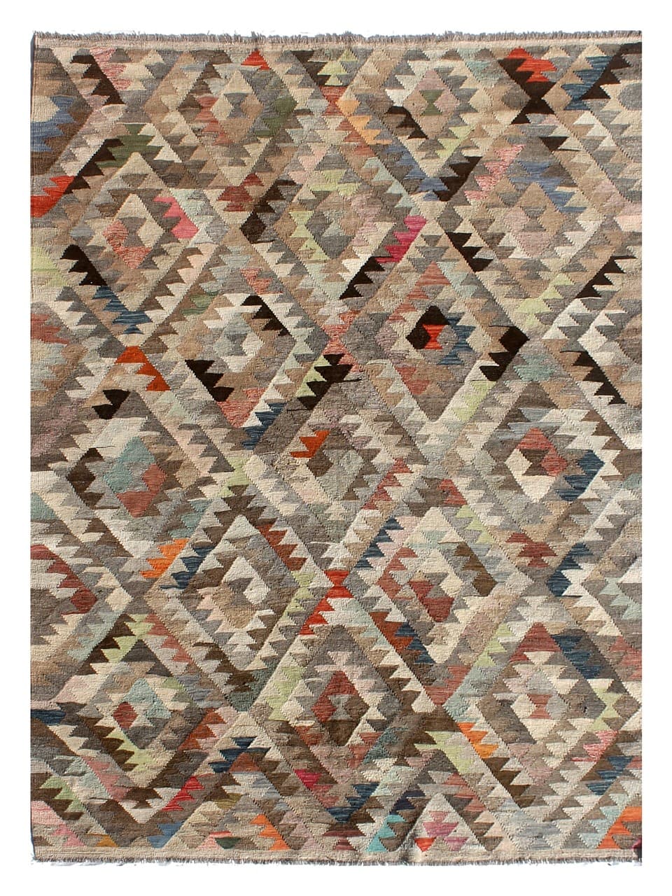 Tappeto Kilim Kaudani Afghan fatto a mano multicolore 294x215cm