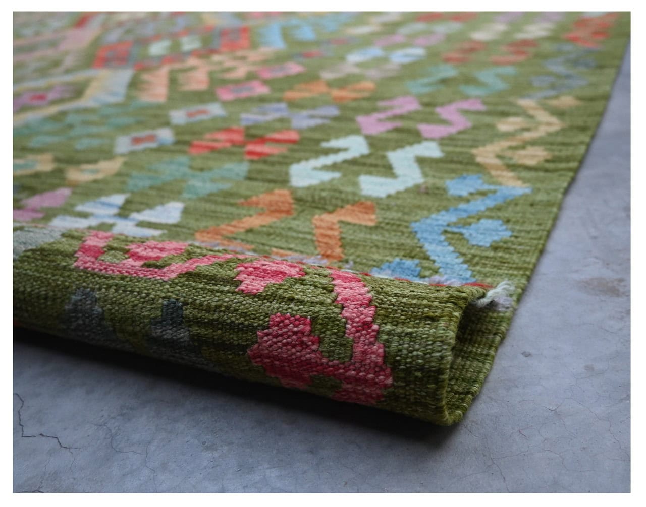 Tappeto Kilim Kaudani Afghan fatto a mano multicolore 345x245cm