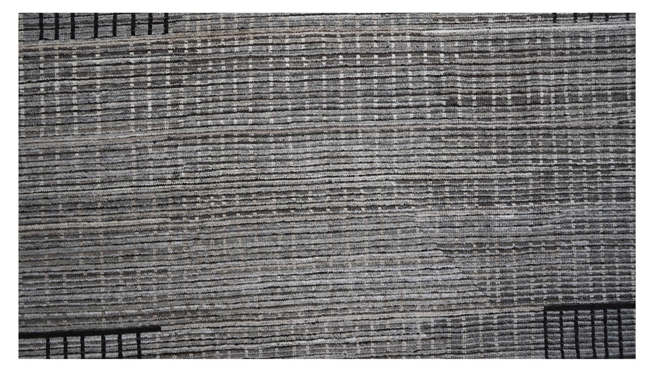 Modern design grey Berber style carpet, handmade 289x251cm