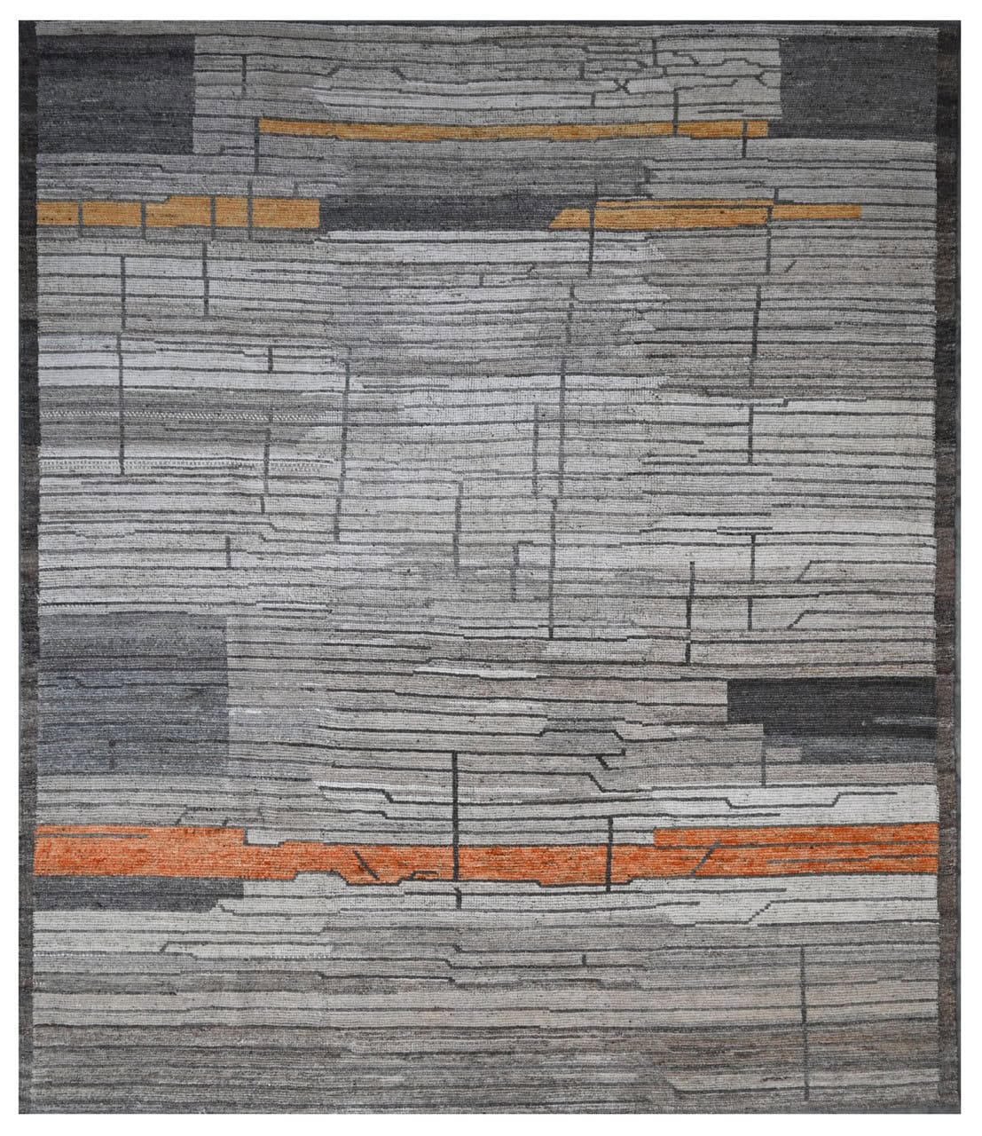 Modern design grey Berber style carpet, handmade 295x244cm