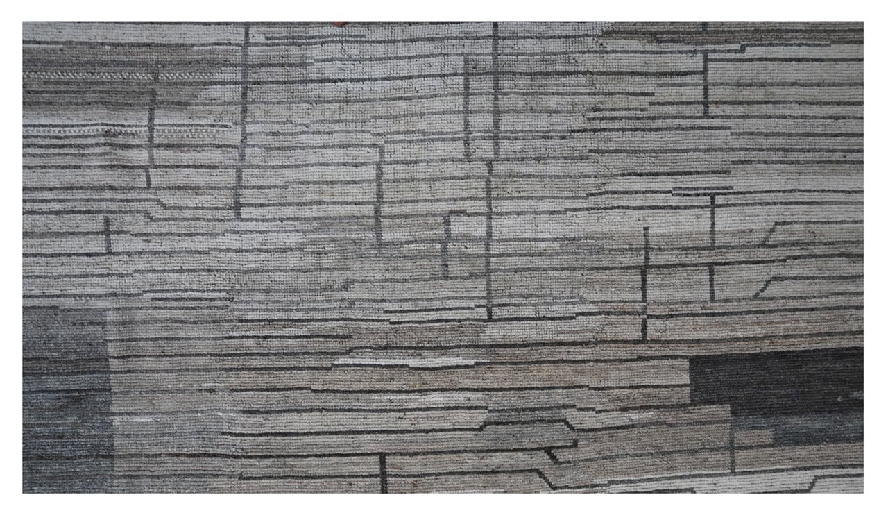 Modern design grey Berber style carpet, handmade 295x244cm